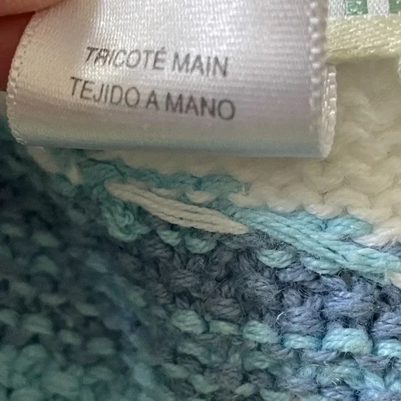 Susan Bristol Hand Knit Fish Cardigan S Coastal Beach Short Sleeve - Picture 7 of 8